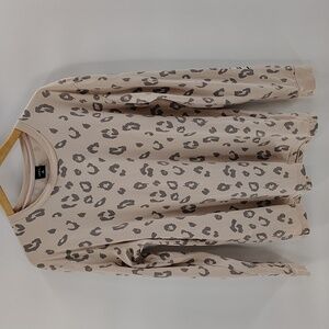 OBEY Leopard Print Crew Neck Shirt Size Medium Tan Obay Worldwide Sleeves